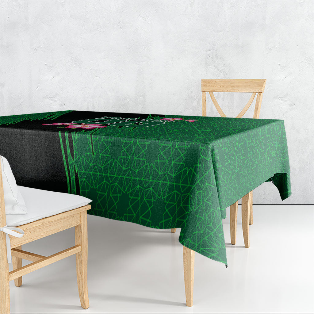Personalized Saudi Arabia Football Tablecloth Falcon Mascot Green - Desert Rose Geometric