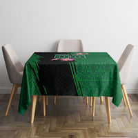Personalized Saudi Arabia Football Tablecloth Falcon Mascot Green - Desert Rose Geometric