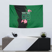 Personalized Saudi Arabia Football Tapestry Falcon Mascot Green - Desert Rose Geometric