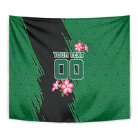 Personalized Saudi Arabia Football Tapestry Falcon Mascot Green - Desert Rose Geometric