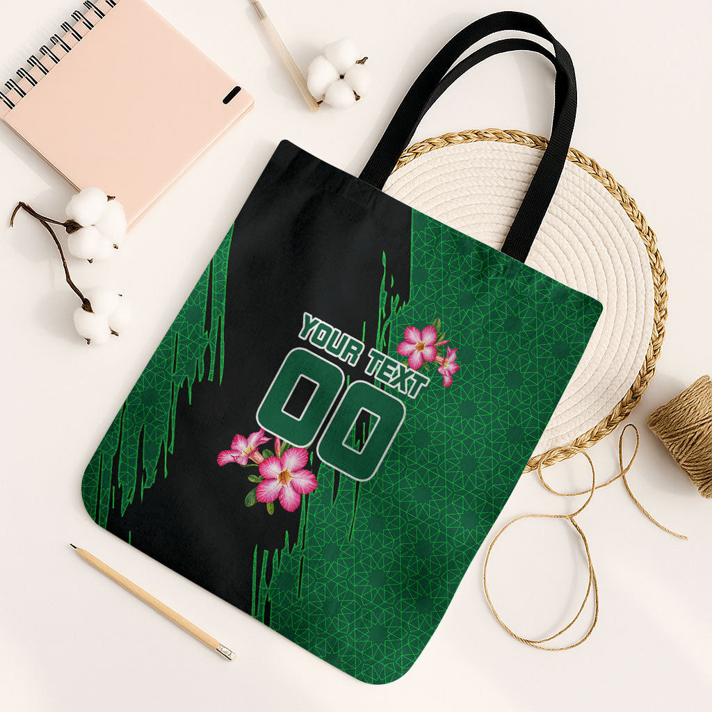 Personalized Saudi Arabia Football Tote Bag Falcon Mascot Green - Desert Rose Geometric
