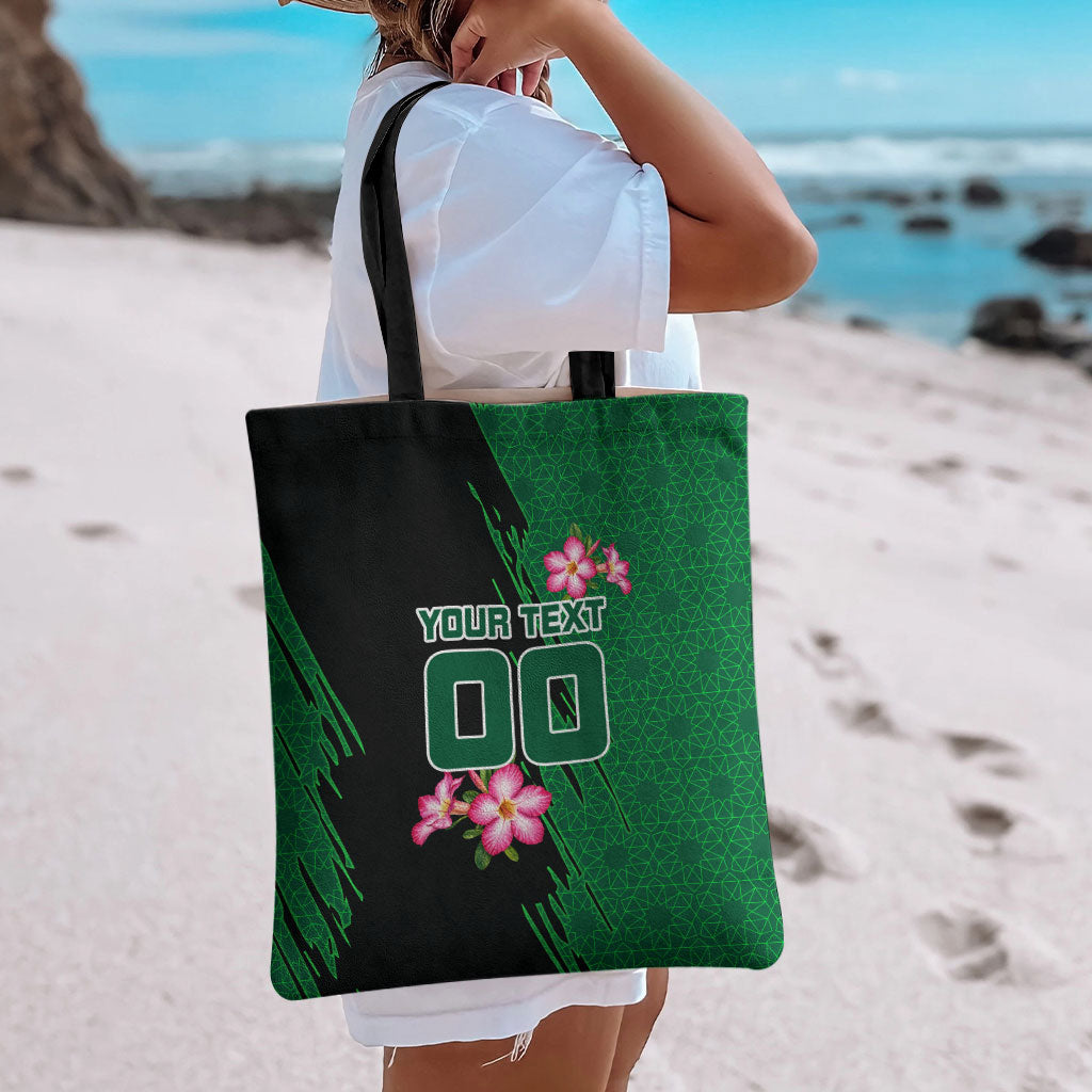 Personalized Saudi Arabia Football Tote Bag Falcon Mascot Green - Desert Rose Geometric