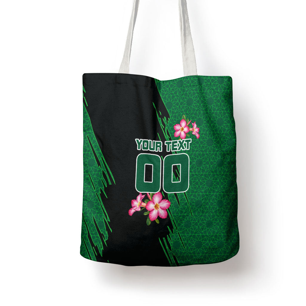 Personalized Saudi Arabia Football Tote Bag Falcon Mascot Green - Desert Rose Geometric