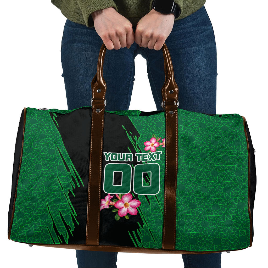 Personalized Saudi Arabia Football Travel Bag Falcon Mascot Green - Desert Rose Geometric