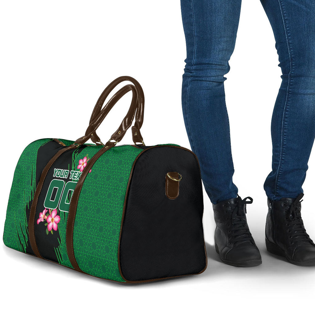 Personalized Saudi Arabia Football Travel Bag Falcon Mascot Green - Desert Rose Geometric