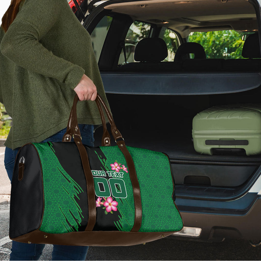 Personalized Saudi Arabia Football Travel Bag Falcon Mascot Green - Desert Rose Geometric