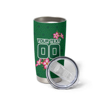 Personalized Saudi Arabia Football Tumbler Cup Falcon Mascot Green - Desert Rose Geometric