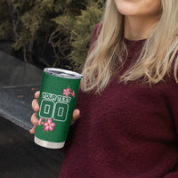 Personalized Saudi Arabia Football Tumbler Cup Falcon Mascot Green - Desert Rose Geometric
