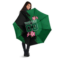 Personalized Saudi Arabia Football Umbrella Falcon Mascot Green - Desert Rose Geometric