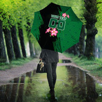 Personalized Saudi Arabia Football Umbrella Falcon Mascot Green - Desert Rose Geometric