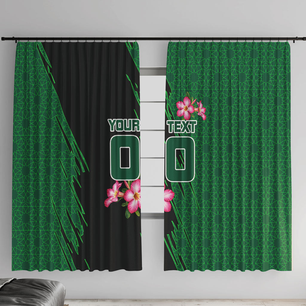 Personalized Saudi Arabia Football Window Curtain Falcon Mascot Green - Desert Rose Geometric