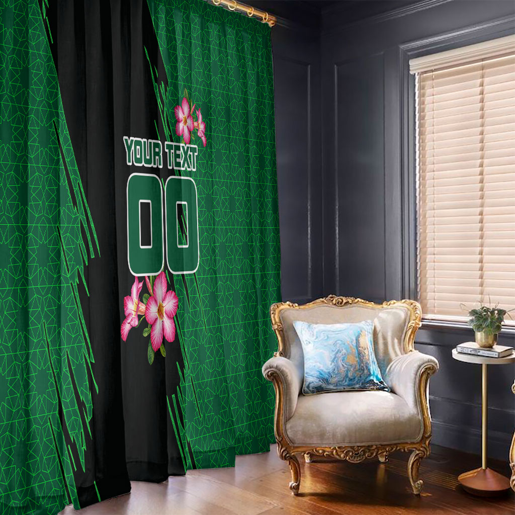 Personalized Saudi Arabia Football Window Curtain Falcon Mascot Green - Desert Rose Geometric