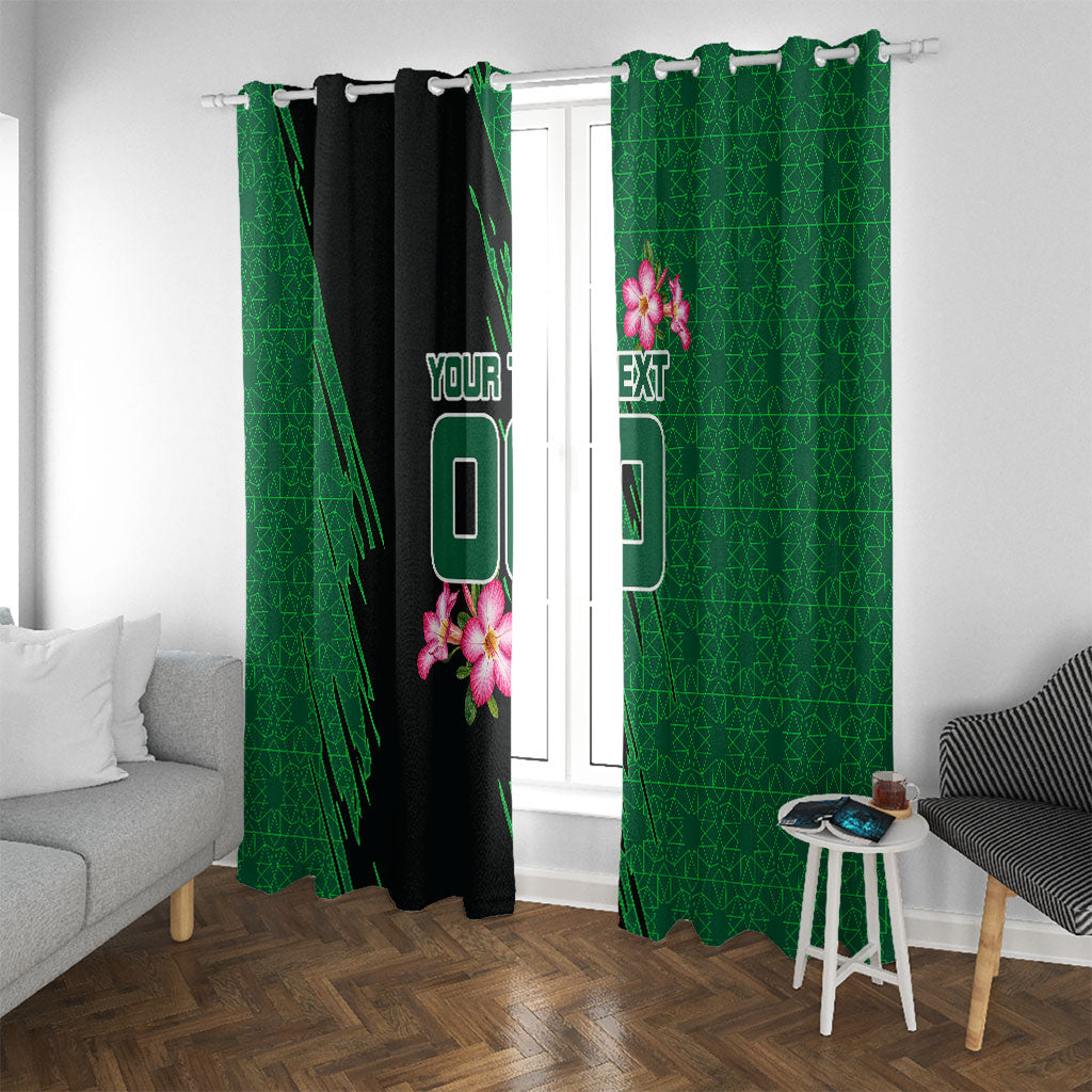 Personalized Saudi Arabia Football Window Curtain Falcon Mascot Green - Desert Rose Geometric