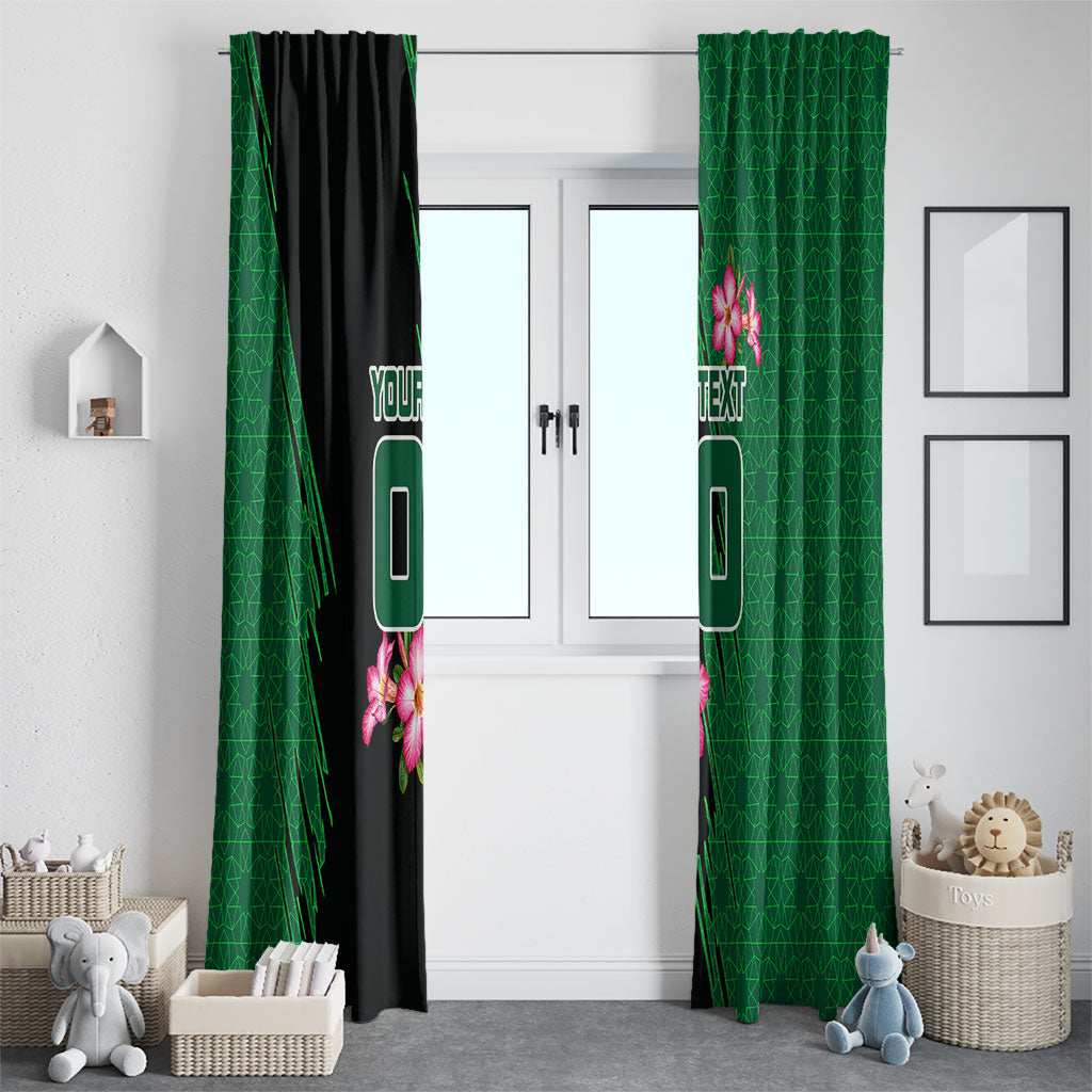 Personalized Saudi Arabia Football Window Curtain Falcon Mascot Green - Desert Rose Geometric