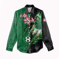 Personalized Saudi Arabia Football Women Casual Shirt Falcon Mascot Green - Desert Rose Geometric
