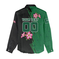 Personalized Saudi Arabia Football Women Casual Shirt Falcon Mascot Green - Desert Rose Geometric