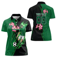 Personalized Saudi Arabia Football Women Polo Shirt Falcon Mascot Green - Desert Rose Geometric