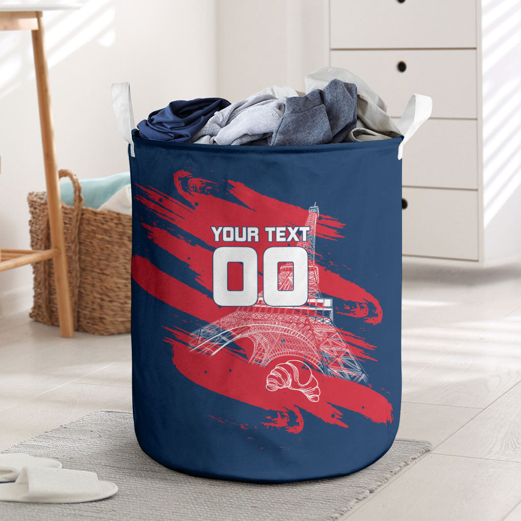 Personalized France Football Gallic Laundry Basket Rooster Mascot Flag Art - Birthplace Of Liberty
