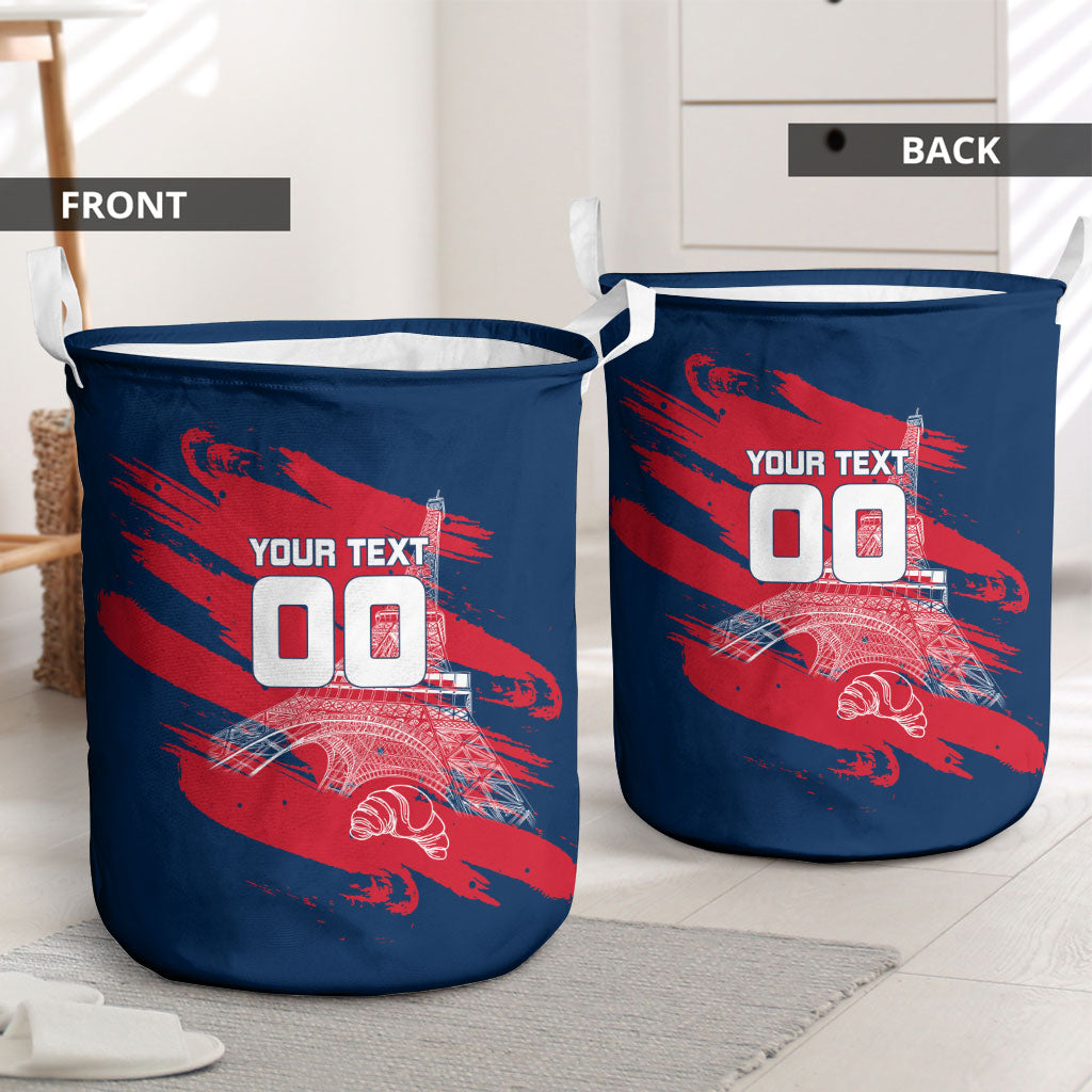 Personalized France Football Gallic Laundry Basket Rooster Mascot Flag Art - Birthplace Of Liberty
