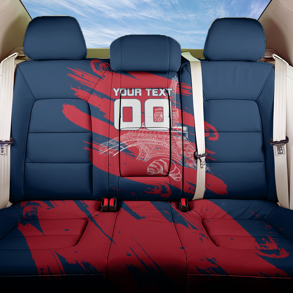 Personalized France Football Gallic Back Car Seat Cover Rooster Mascot Flag Art - Birthplace Of Liberty