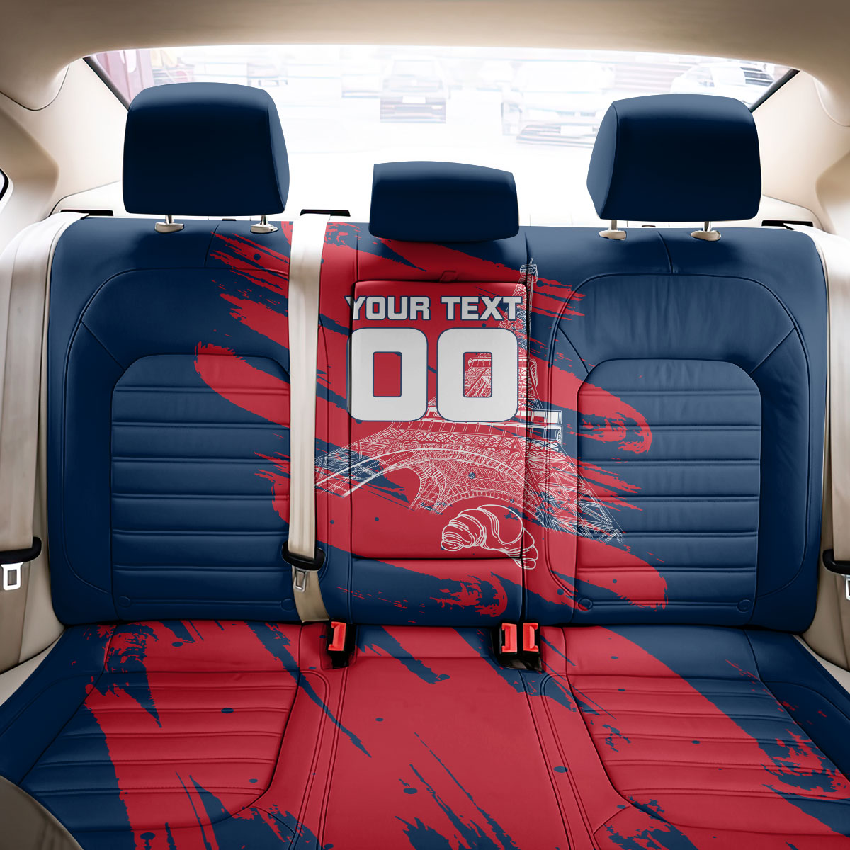 Personalized France Football Gallic Back Car Seat Cover Rooster Mascot Flag Art - Birthplace Of Liberty