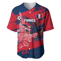 Personalized France Football Gallic Baseball Jersey Rooster Mascot Flag Art - Birthplace Of Liberty