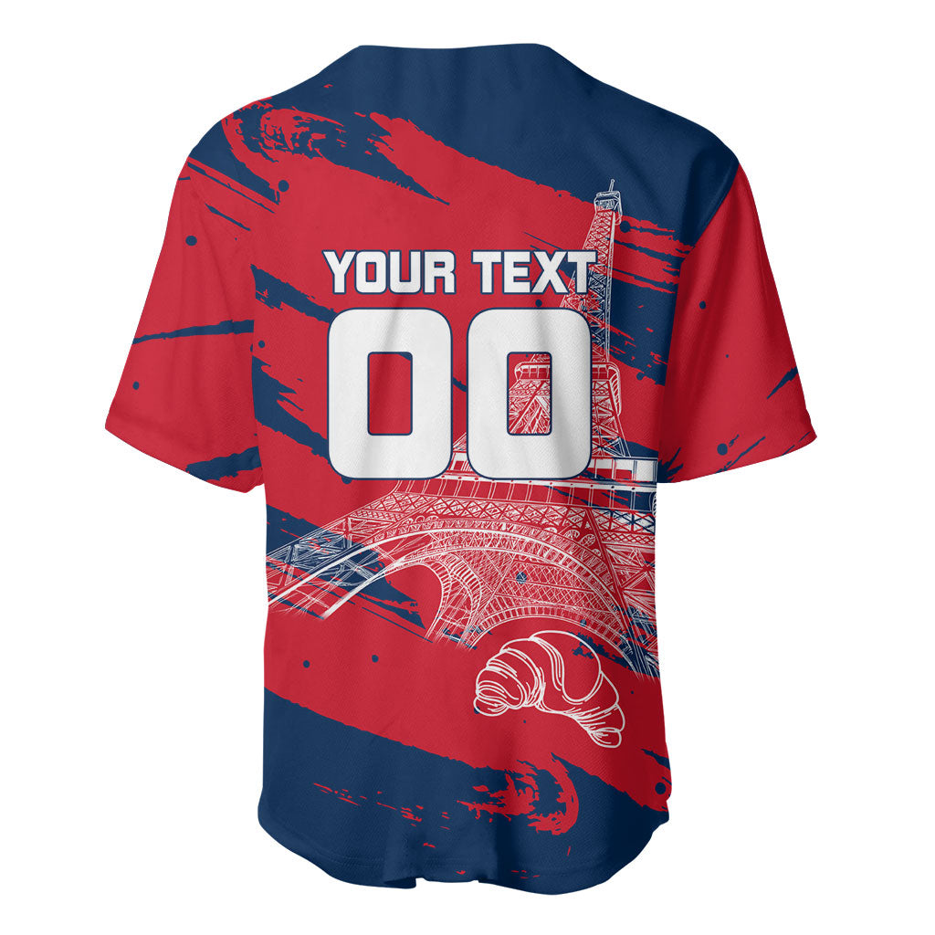 Personalized France Football Gallic Baseball Jersey Rooster Mascot Flag Art - Birthplace Of Liberty