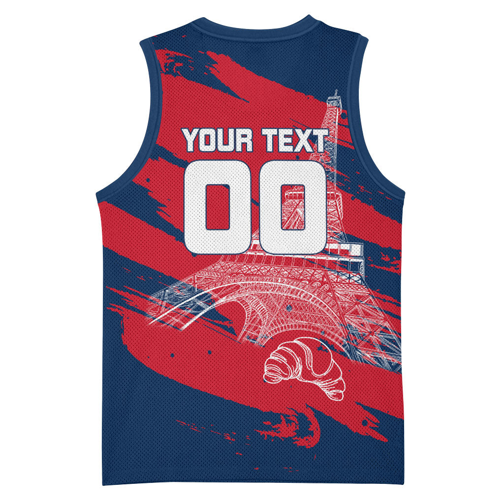 Personalized France Football Gallic Basketball Jersey Rooster Mascot Flag Art - Birthplace Of Liberty