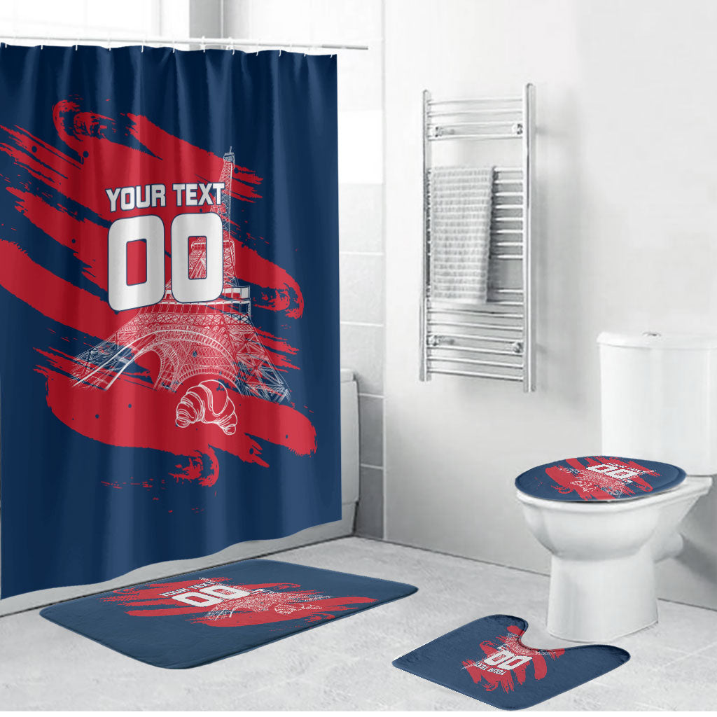 Personalized France Football Gallic Bathroom Set Rooster Mascot Flag Art - Birthplace Of Liberty