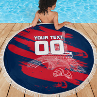 Personalized France Football Gallic Beach Blanket Rooster Mascot Flag Art - Birthplace Of Liberty