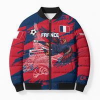 Personalized France Football Gallic Bomber Puffer Jacket Rooster Mascot Flag Art - Birthplace Of Liberty