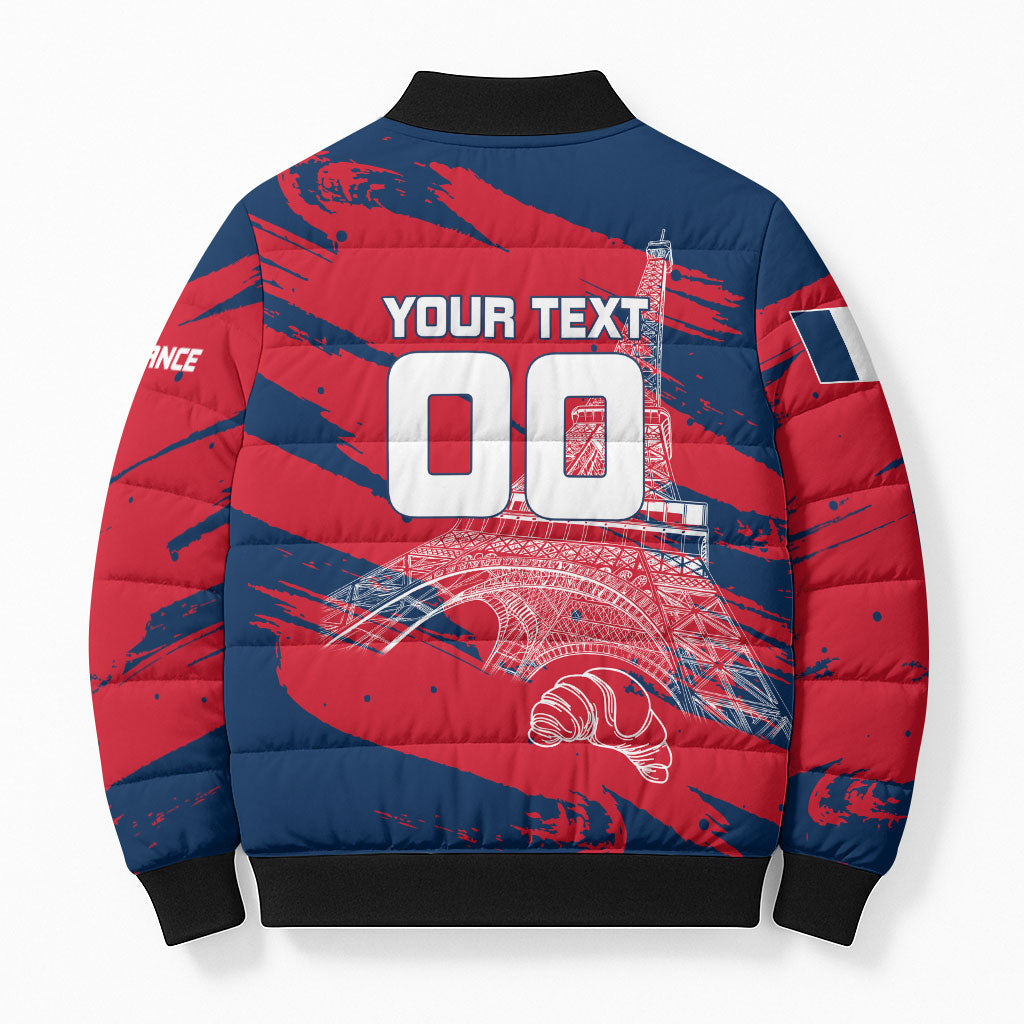 Personalized France Football Gallic Bomber Puffer Jacket Rooster Mascot Flag Art - Birthplace Of Liberty