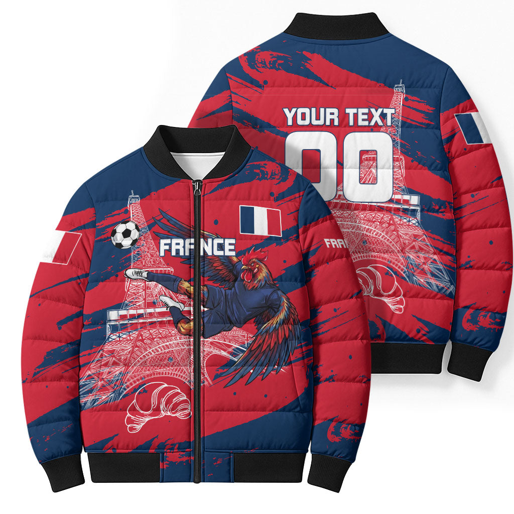 Personalized France Football Gallic Bomber Puffer Jacket Rooster Mascot Flag Art - Birthplace Of Liberty