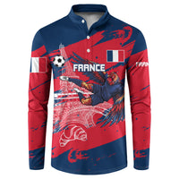 Personalized France Football Gallic Button Sweatshirt Rooster Mascot Flag Art - Birthplace Of Liberty