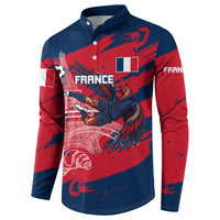 Personalized France Football Gallic Button Sweatshirt Rooster Mascot Flag Art - Birthplace Of Liberty