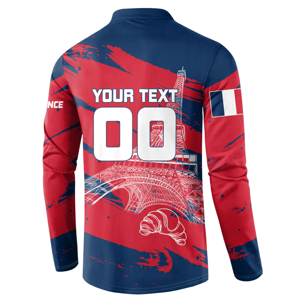 Personalized France Football Gallic Button Sweatshirt Rooster Mascot Flag Art - Birthplace Of Liberty