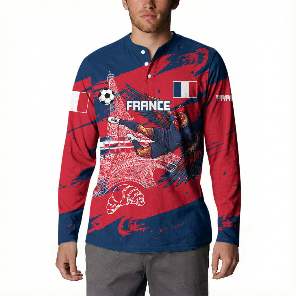 Personalized France Football Gallic Button Sweatshirt Rooster Mascot Flag Art - Birthplace Of Liberty