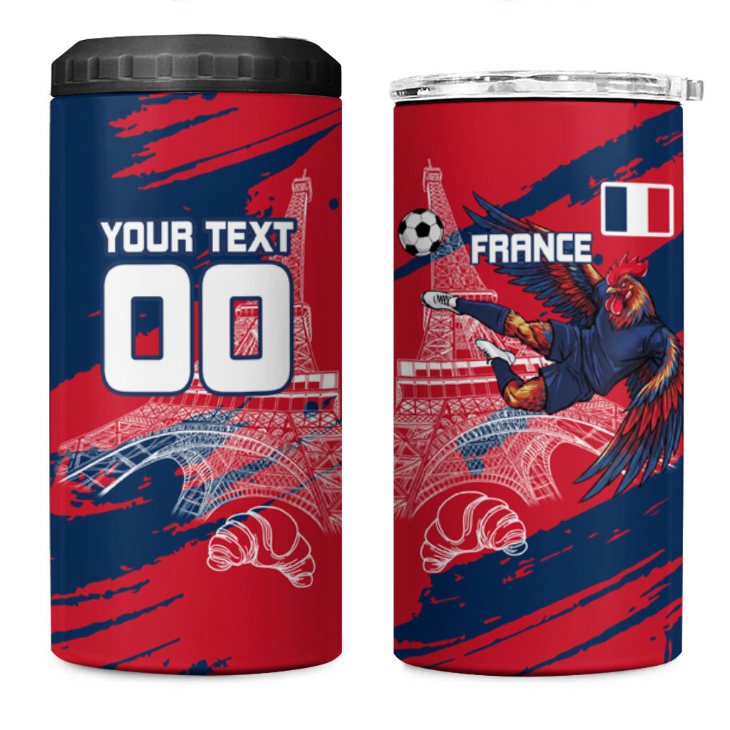 Personalized France Football Gallic 4 in 1 Can Cooler Tumbler Rooster Mascot Flag Art - Birthplace Of Liberty