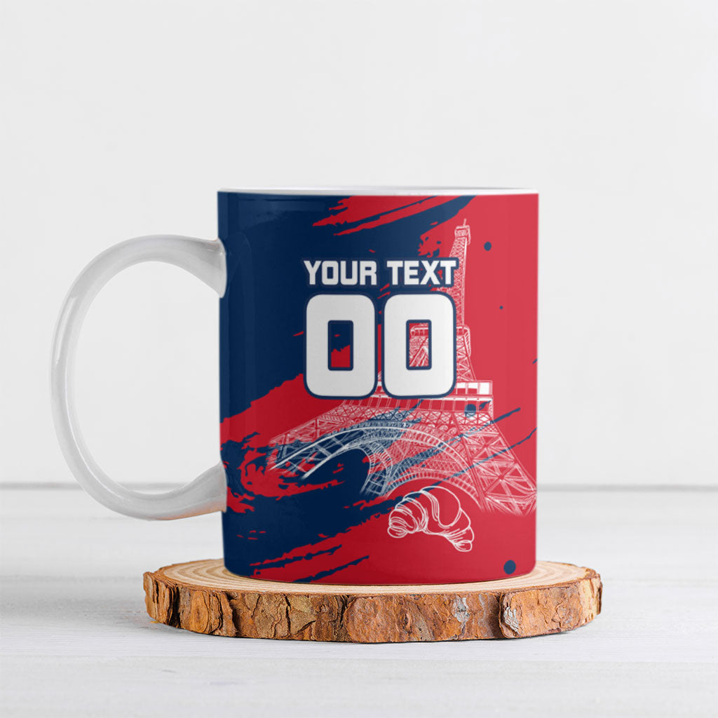 Personalized France Football Gallic Ceramic Mug Rooster Mascot Flag Art - Birthplace Of Liberty