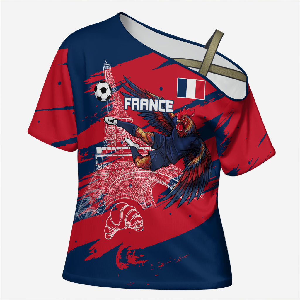 Personalized France Football Gallic Cross Shoulder Shirt Rooster Mascot Flag Art - Birthplace Of Liberty