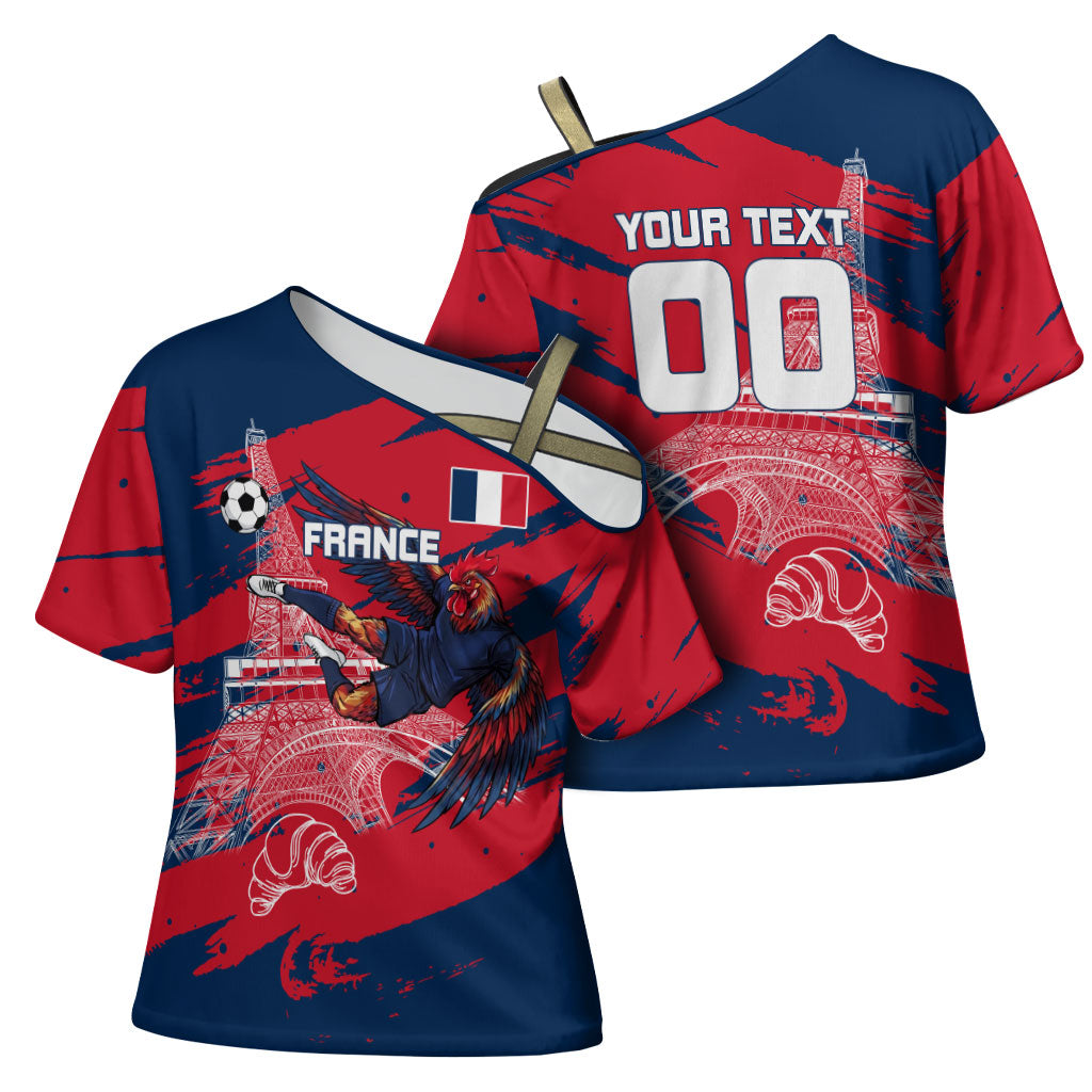 Personalized France Football Gallic Cross Shoulder Shirt Rooster Mascot Flag Art - Birthplace Of Liberty