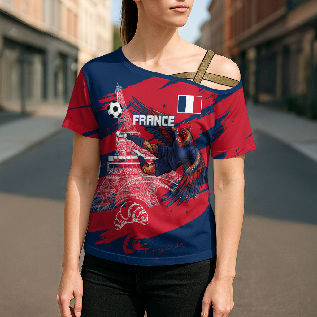 Personalized France Football Gallic Cross Shoulder Shirt Rooster Mascot Flag Art - Birthplace Of Liberty