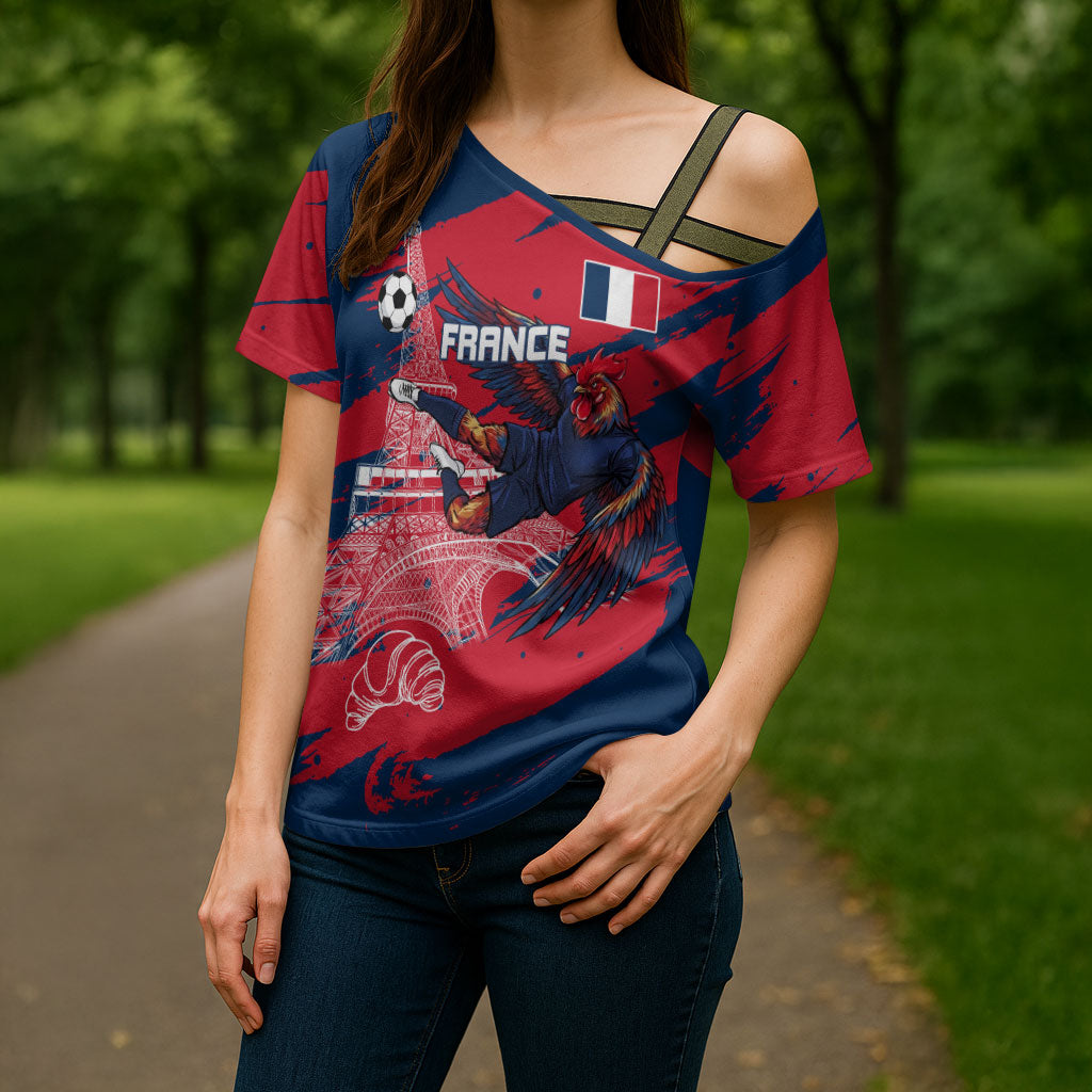 Personalized France Football Gallic Cross Shoulder Shirt Rooster Mascot Flag Art - Birthplace Of Liberty