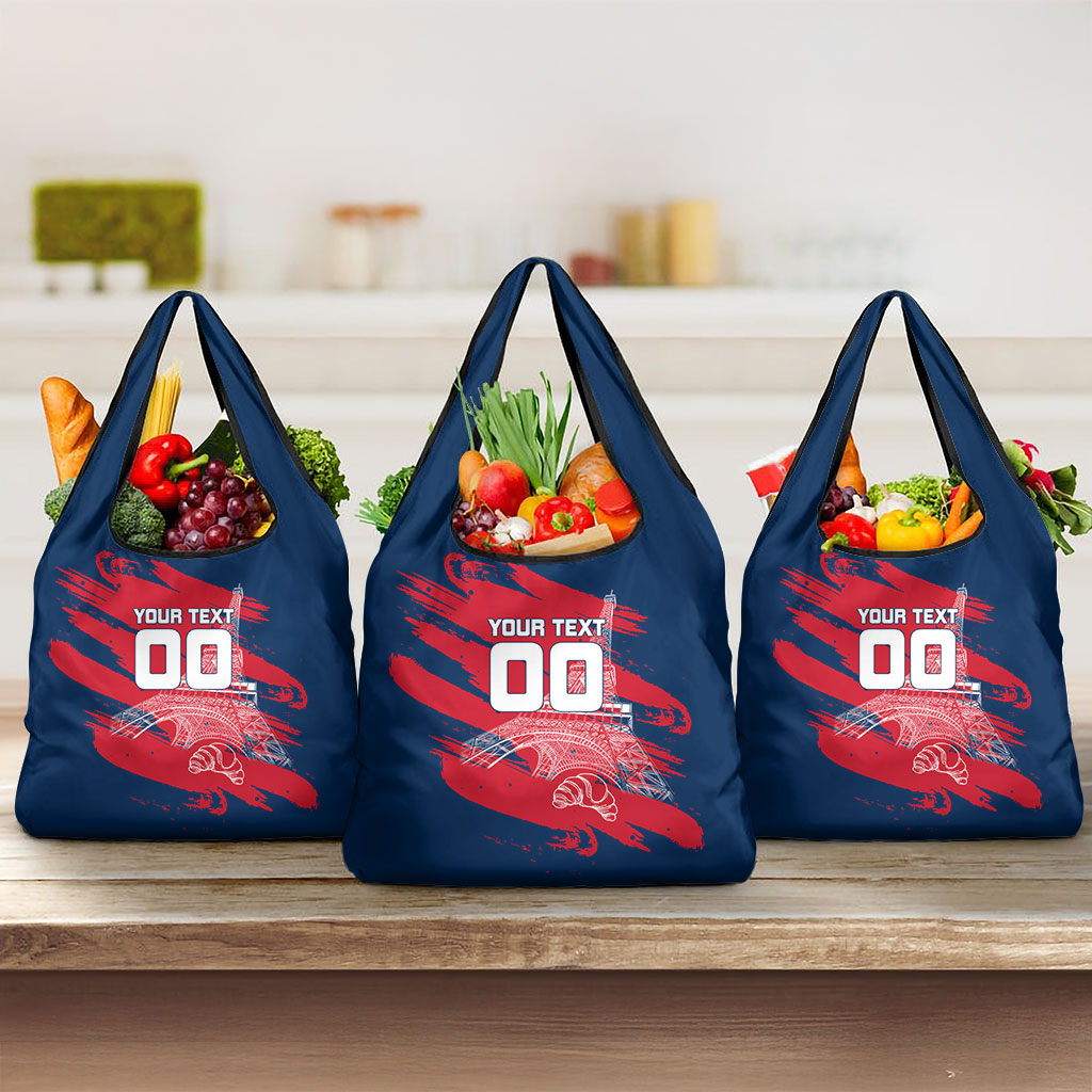 Personalized France Football Gallic Grocery Bag Rooster Mascot Flag Art - Birthplace Of Liberty