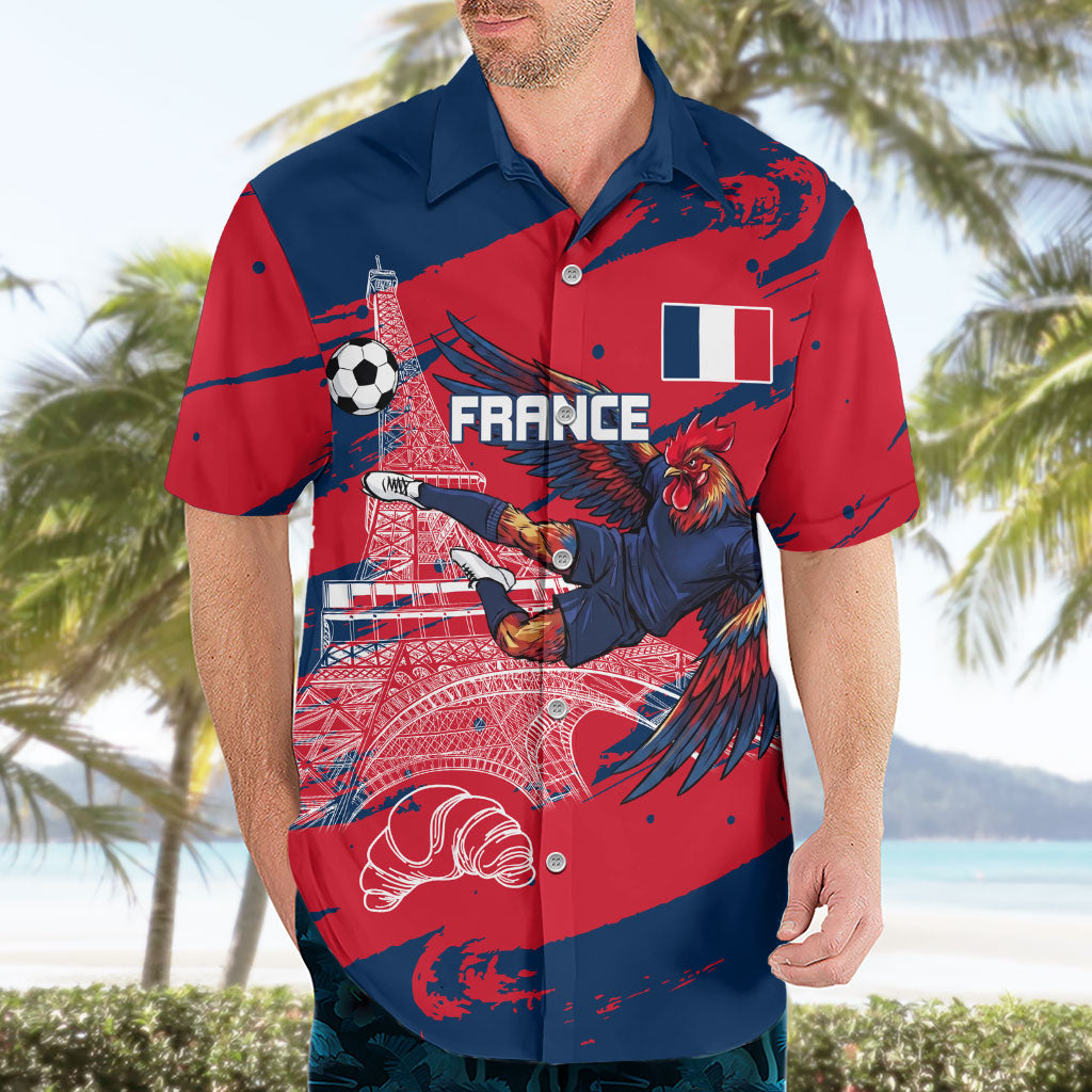 Personalized France Football Gallic Hawaiian Shirt Rooster Mascot Flag Art - Birthplace Of Liberty