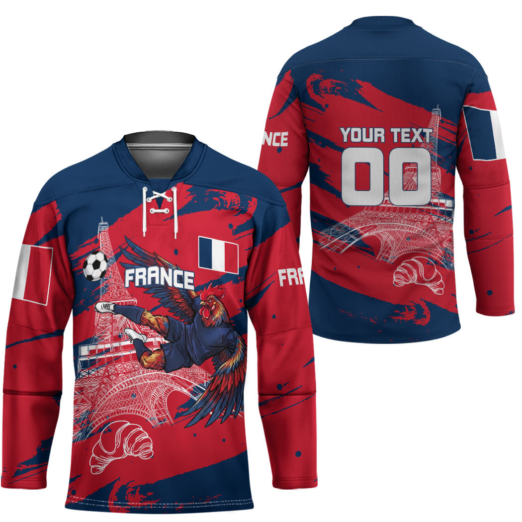 Personalized France Football Gallic Hockey Jersey Rooster Mascot Flag Art - Birthplace Of Liberty