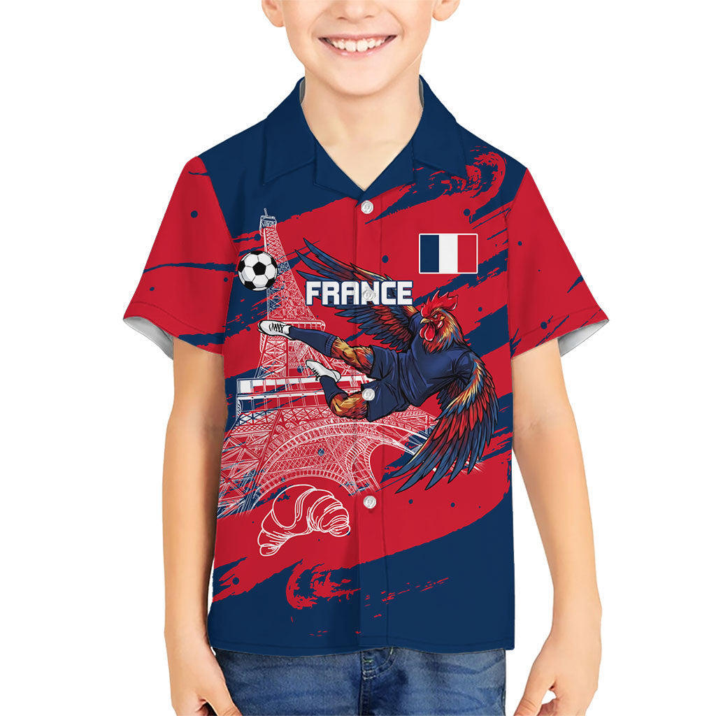 Personalized France Football Gallic Kid Hawaiian Shirt Rooster Mascot Flag Art - Birthplace Of Liberty