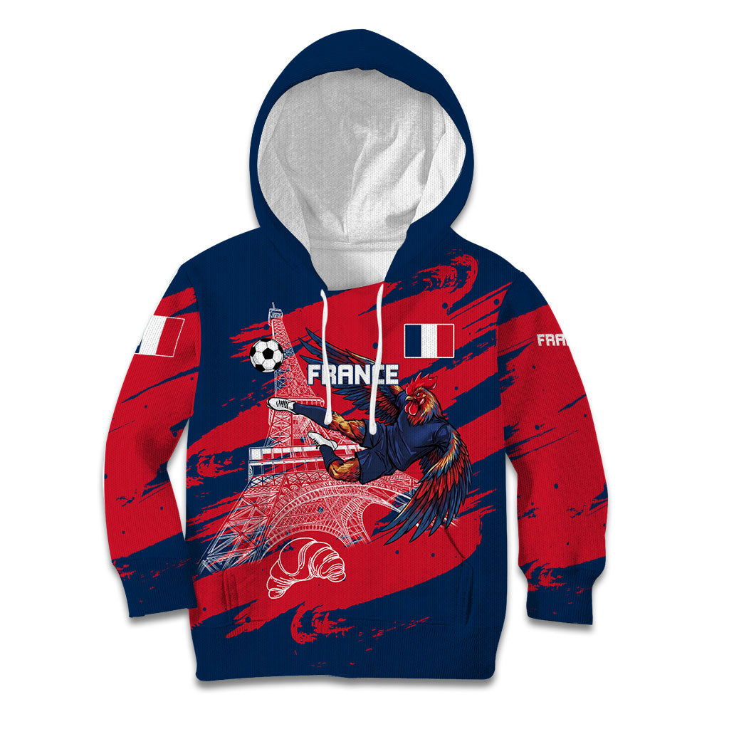 Personalized France Football Gallic Kid Hoodie Rooster Mascot Flag Art - Birthplace Of Liberty