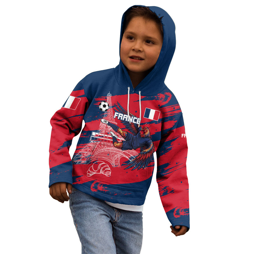Personalized France Football Gallic Kid Hoodie Rooster Mascot Flag Art - Birthplace Of Liberty