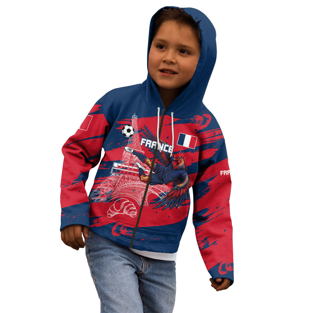 Personalized France Football Gallic Kid Hoodie Rooster Mascot Flag Art - Birthplace Of Liberty
